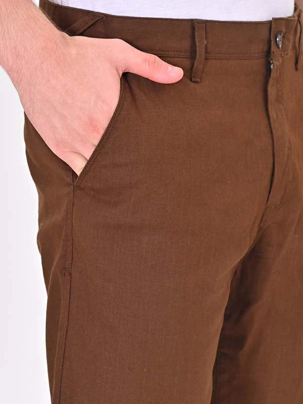 Indian Terrain Men's Regular Fit Solid Brown Shorts